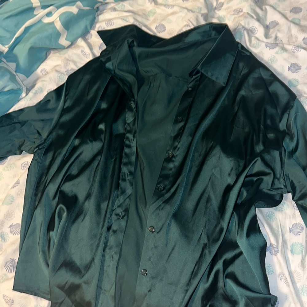 SHEIN button down satin shirt